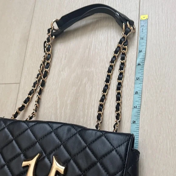 True Religion Black Quilted Shoulder Bag with Gold Accents - Picture 10 of 11